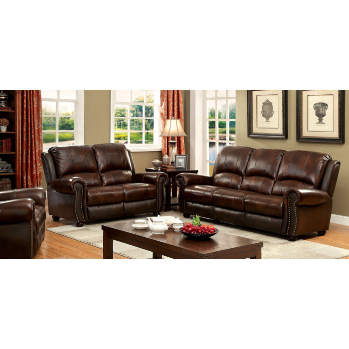 Darby Home Co Gonsales 3 Piece Leather Living Room Set Wayfair